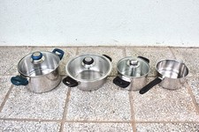 4x Edelstahltöpfe 16 cm + 20 cm mit Glasdeckel 18-10 Edelstahl Topfset 7-teilig