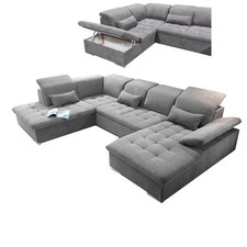 Wohnlandschaft - dunkelgrau - Liegefunktion - Recamiere links