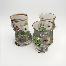3 Gläser Handbemalt Glas mit