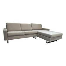 COR Ecksofa Conseta Stoff 8158 Ecru Grau Weiß Metallkufen Verchromt 