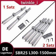 2/4X SBR25 L300-1500mm Linearführung Linearwelle Rail +4/8X SBR25UU Linearwagen