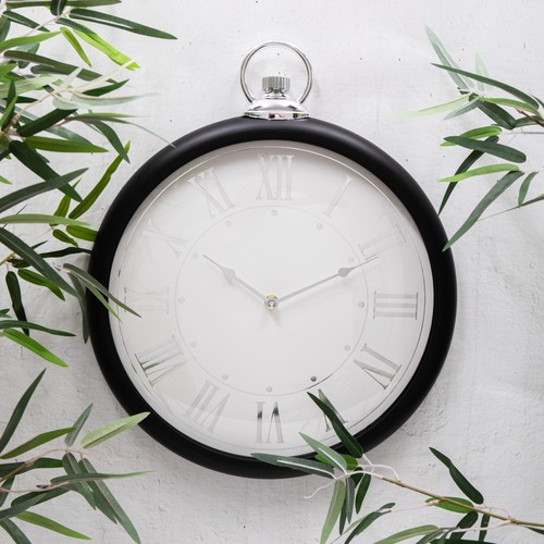 Schwarz silber wanduhr - &,