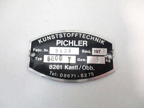 Typenschild pichler 6000t - typenschild,