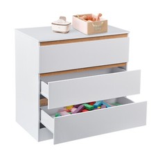 Kommode mit 3 Schubladen Sideboard Anrichte MDF Schrank Schubladenschrank Weiß