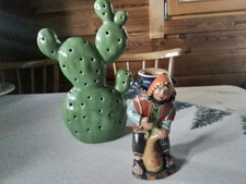 Kaktus Lampe mit original alter mexikanischer Figur aus Ton