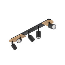TK Lighting Deckenspot Lampe LED GU10 schwarz holz hell fünfflammig Holz Stahl  