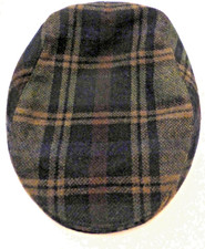 Schiebermütze - Flat Cap - oliv - kariert - Gr. 57 - Wollmix  - Peaky-Blinders