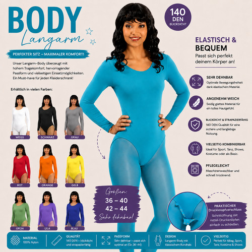 Damen langarm body - damen, langarm-body