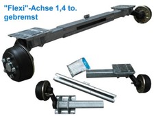 1,4 to. Flexi-Achse gebremst - verstellbare Bremsachse Anhänger - AM 700-1300 mm