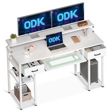 ODK Schreibtisch mit Schubladen, Computertisch mit Regal, Bürotisch mit 120x4...
