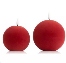 ELAMBIA 2 LED-Kugelkerzen Samt-Oberfläche Flamme Luma, Timer Höhe 12cm & 14,5cm