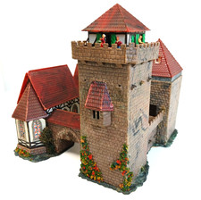 H0 - Burg mit Kirche Fachwerkhaus Figuren - Gebäude Häuser Haus ---- CG 1247