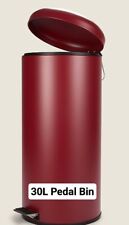 30L Metall Roter Schirm Küche Bad Pedal Mülleimer Zuhause Büro Abfall Staubbehälter
