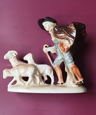 Porzellanfigur Schäfer mit Schafen Antik Sammlerstück