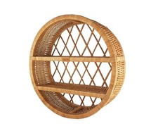 Rattan-Wandregal rund natur