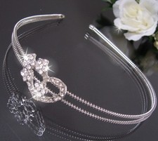 Haarreif Silber Gold Diadem Strass Hochzeit Kommunion Braut Haarschmuck Neu VH7#