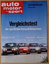 Sonderdruck Vergleich VW Golf GTI 16V / R 19 16V / Kadett GSi 16V / Civic 1.6i