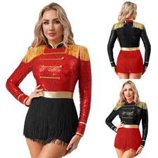 Damen Jumpsuit Erwachsene Ringmaster Tutu Kleid Bodysuit Quaste Circus Clown