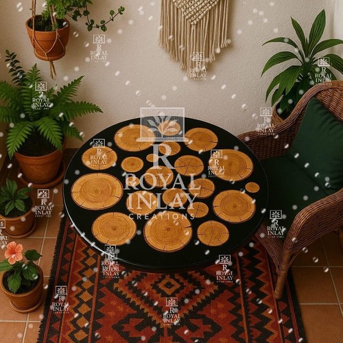 Holzscheiben resin tisch - holzscheiben-resin-tisch, rund