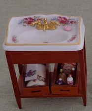 Reutter Miniaturen 1:12 Puppenstube Badezimmer Waschtisch Dresdner Rose