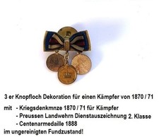 Miniaturorden / Knopflochdekoration für einen Kämpfer für den  Krieg 1870 / 71.