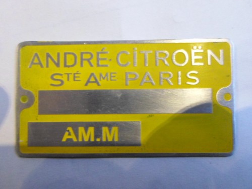 Typenschild citroen gelb - typenschild, am.m