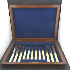 schönes altes Fisch-Besteck England versilbert , Bein ca.um 1900 