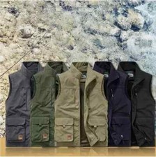 Herren Outdoor Weste Mit Taschen Anglerweste Trekking Arbeits Weste Ärmellos DE