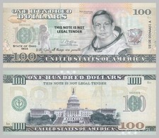 USA 100 Dollars Souvenirschein novelty note - Ohio - Neil Armstrong