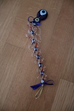 Handgemachtes Nazar - Amulett mit 7 Elefanten & Evil Eye aus Glas - Wandbehang