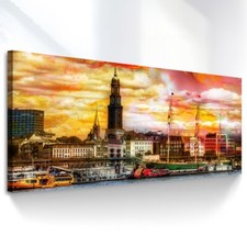 Leinwand bild hamburg panorama - leinwand,