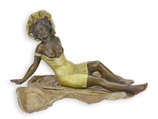 Bronzeskulptur badende Frau Akt Erotik Replikat Retro Design Dekoration