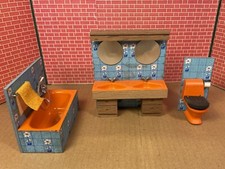 Lundby Badezimmer Möbel Set dreiteilig für Puppenstube - Holz