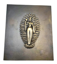 Attraktive Künstler Bronze Relief Tafel Maria Jesuskind Bronzetafel 26,5 x 22 cm