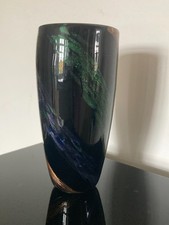 Vintage/Retro Vase, Glas, Schwarz, Grün Gold. Gebraucht, wie neu