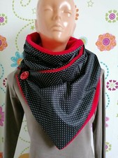 Wickelschal Loop Knopf Kuschelschal Handarbeit Punkte schwarz rot