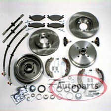 Bremsscheiben Set vorne Bremstrommeln hinten Bremsschläuche für VW Golf 1 Cabrio