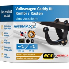 VW Caddy III Kasten Life Maxi ANHÄNGERKUPPLUNG AHK starr + 13-polig E-Satz ABE