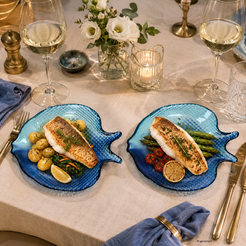 Oslo blau fischteller glas - 2x,