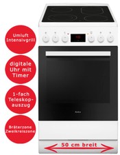 Amica Standherd Backofen Glaskeramikkochfeld 60cm Weiß Umluft B-WARE