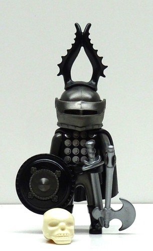 Schwarzer ritter mit - schwarzer, skelett
