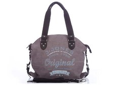 Damentasche Canvas Leder Beige