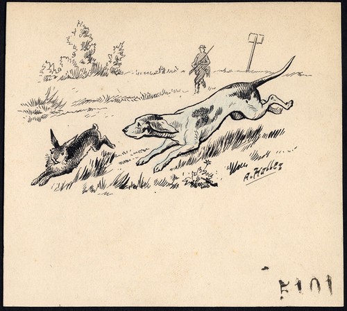 Antike zeichnung jagdhund - antike,