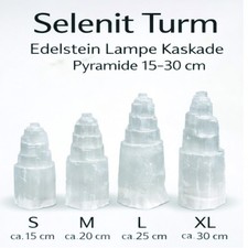 Selenit Turm 15–30 cm weiß