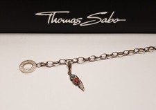 THOMAS SABO 925 Silber Charm Ethno Feder Steine Türkis