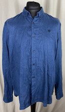 ✅ Timberland Slim Fit Hemd Herren Größe XL / TG Langarm Leinen Hemd Casual Blau