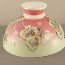 Handbemalter antiker Opalschirm, mundgeblasen, für Petroleumlampe Ø 37 cm