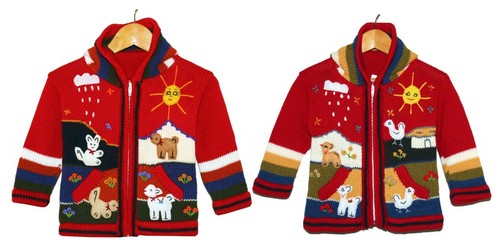 Kinder strickjacke rot bunt - kinder,