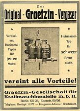 Graetzin-Gesellschaft Berlin ORIGINAL-VERGASER Historische Reklame von 1922