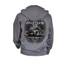 Biker Jacke Kapuze Motorrad Chopper-Motiv Sweatshirt Hoodie *4219 grau
